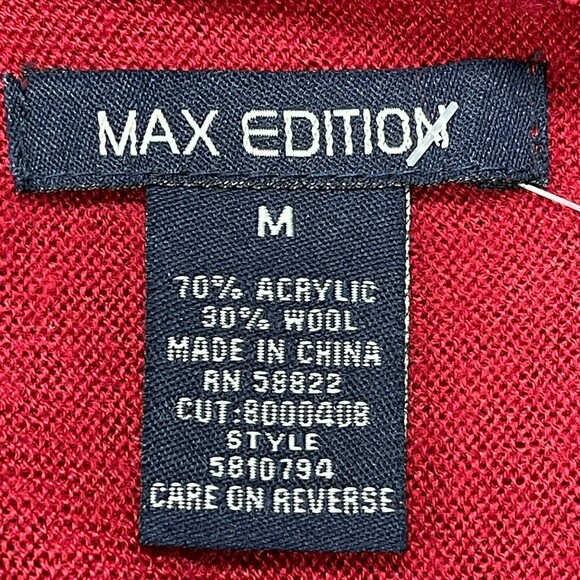 Max Edition Women's Long Sweater Medium Red Wool Blend - Picture 7 of 8